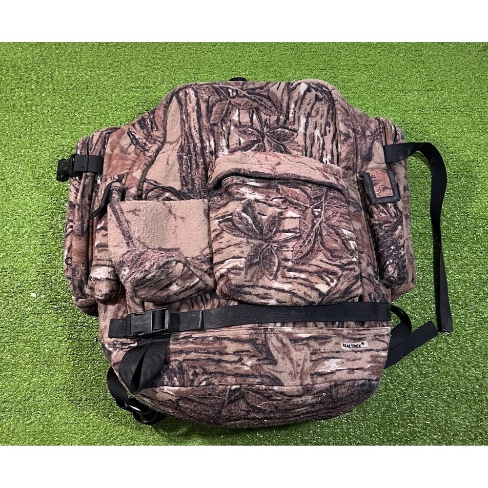 Vintage Fleece Camo Backpack Call Pockets Bottle Holder 90s Hunt Hiking Daypack